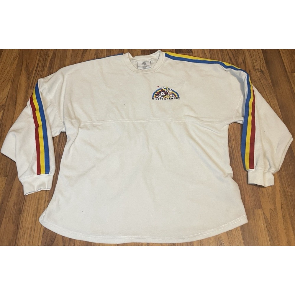 Disney Mickey & Friends Spirit Jersey Womens M White Long Sleeve Feelin Classic